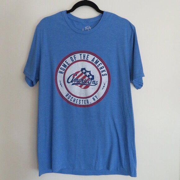 Rochester Jr Amerks Americans | Size XL | Blue Soft Logo Short Sleeve Tee Tshirt - Picture 1 of 5